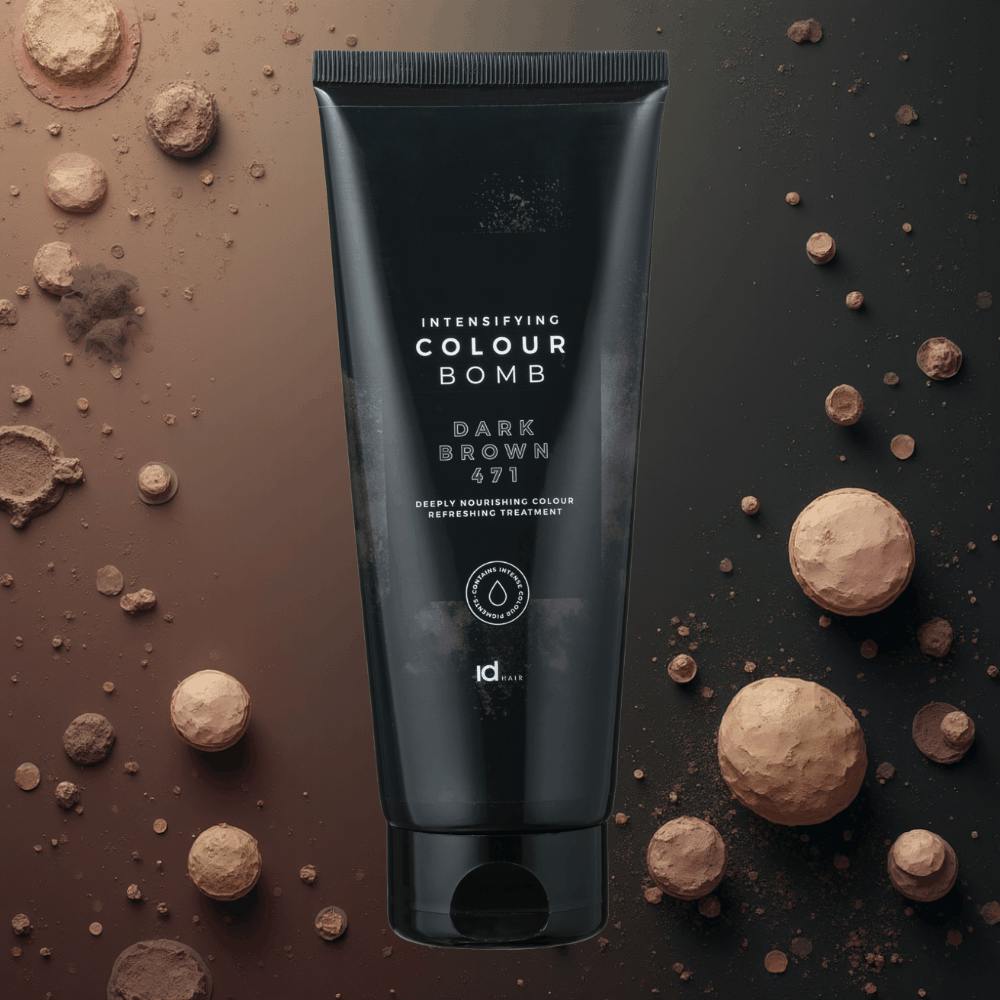IdHAIR Colour Bomb Dark Brown 471 als pflegende direktziehende Farbpflege zur Auffrischung dunkler Braun- und Naturtöne im Haar