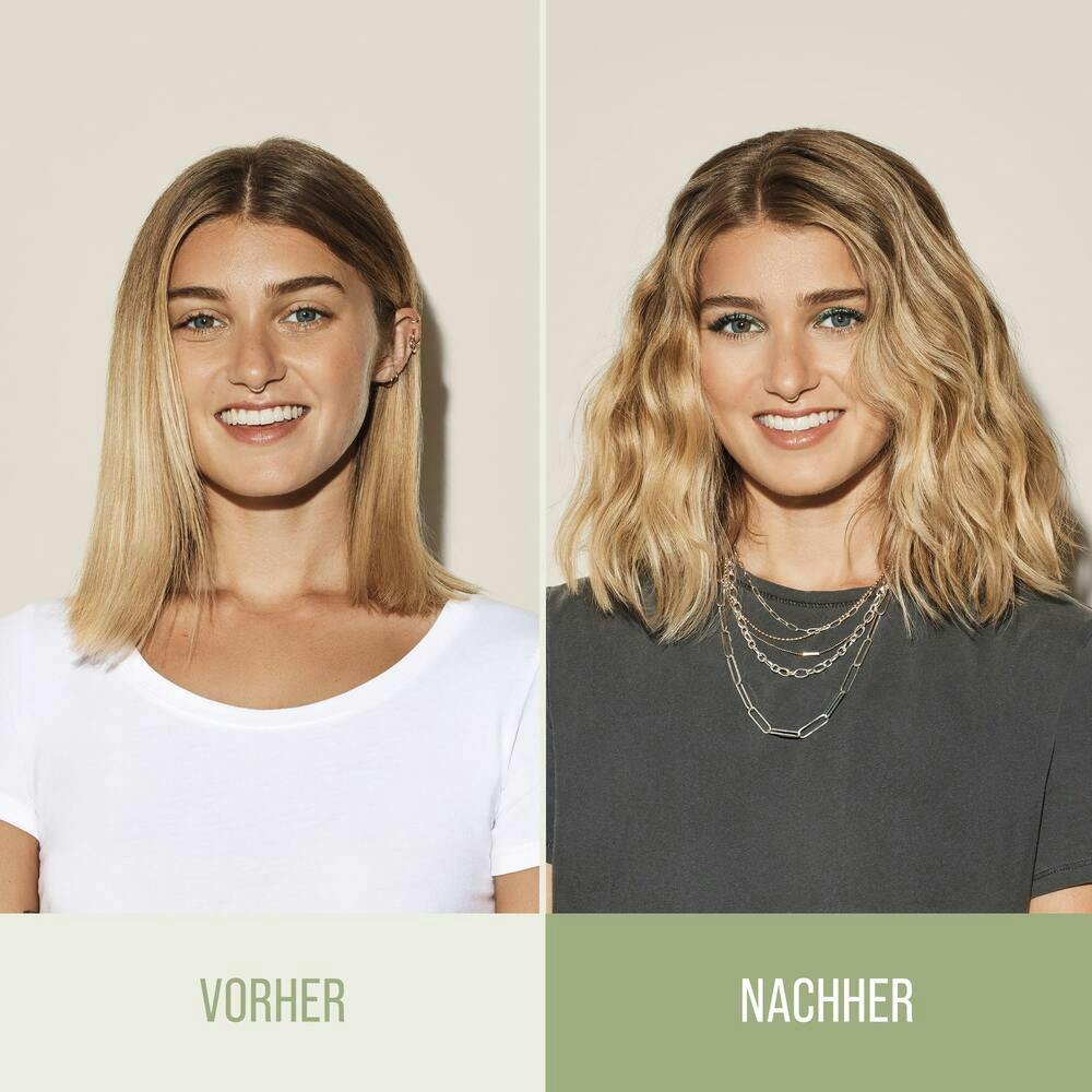 KMS ADDVOLUME Haare Vorher-Nachher Vergleich zeigt sichtbar mehr Volumen und kräftigeres Haar