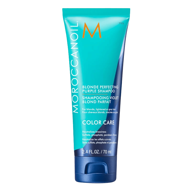 Moroccanoil Blonde Perfecting Purple Shampoo 70 ml für kühles Blond und sanfte Pflege unterwegs