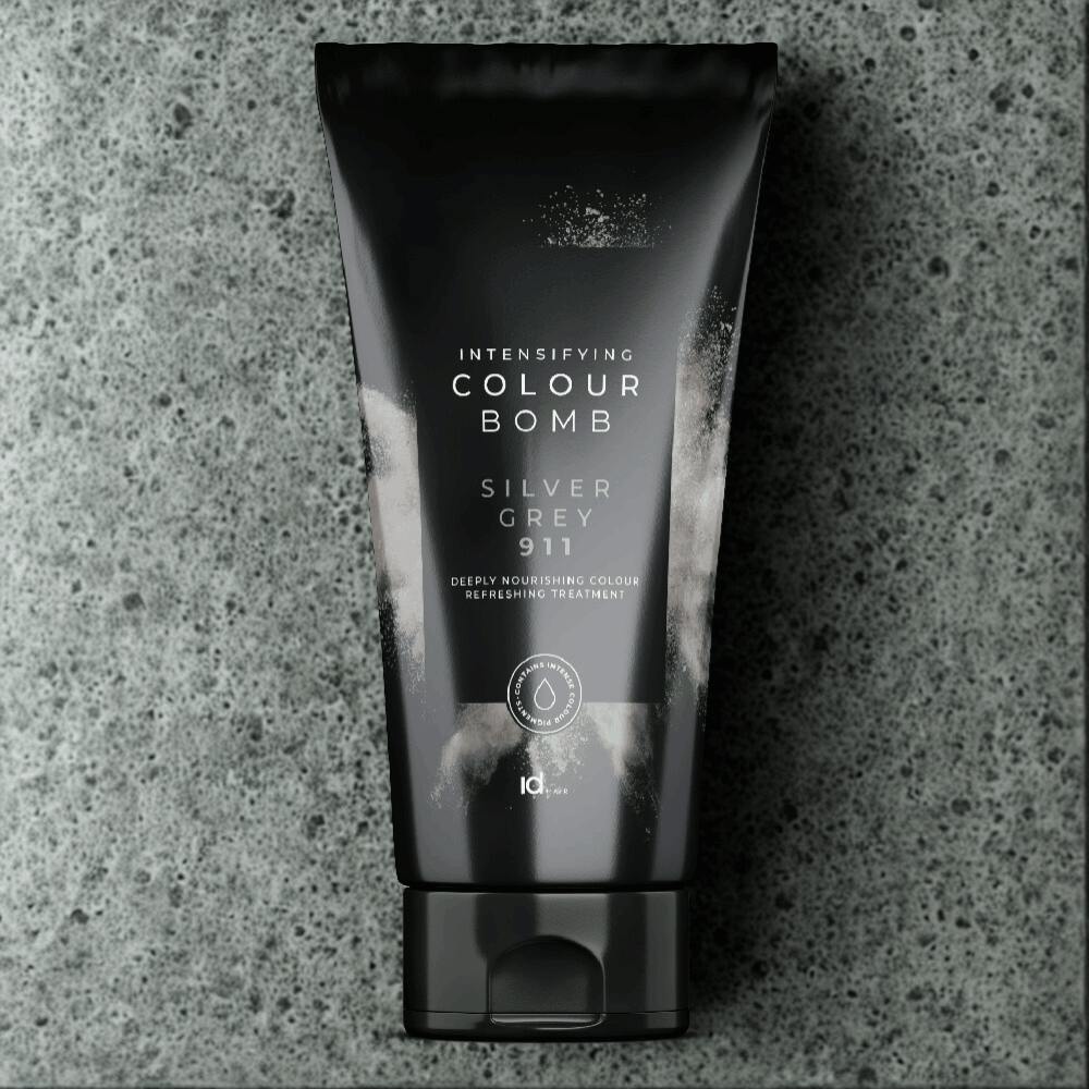 IdHAIR Colour Bomb Silver Grey 911 pflegende Farbkur zur Auffrischung von kuehlen Silbertoenen im Haar