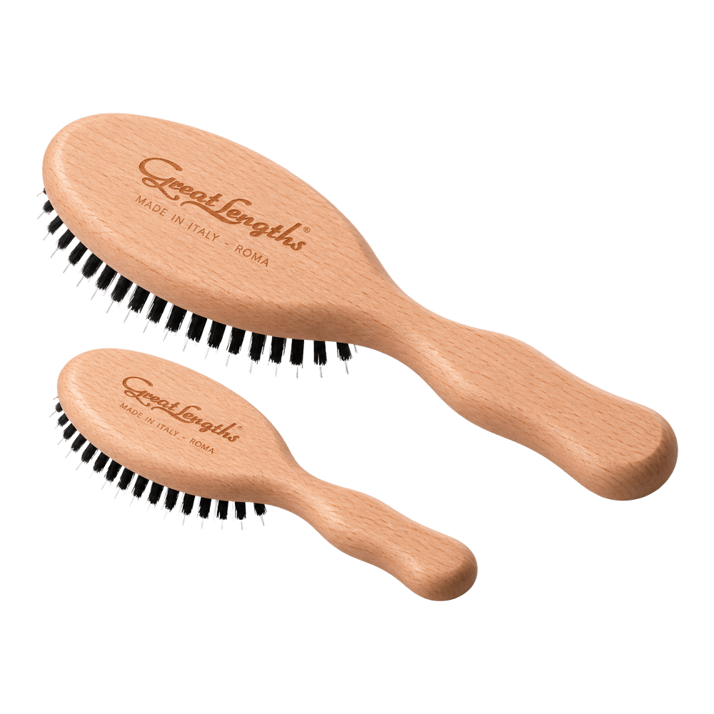 Great Lengths Home + Travel Bürsten Set mit zwei Bürsten und veganen Borsten für Extensions und langes Haar