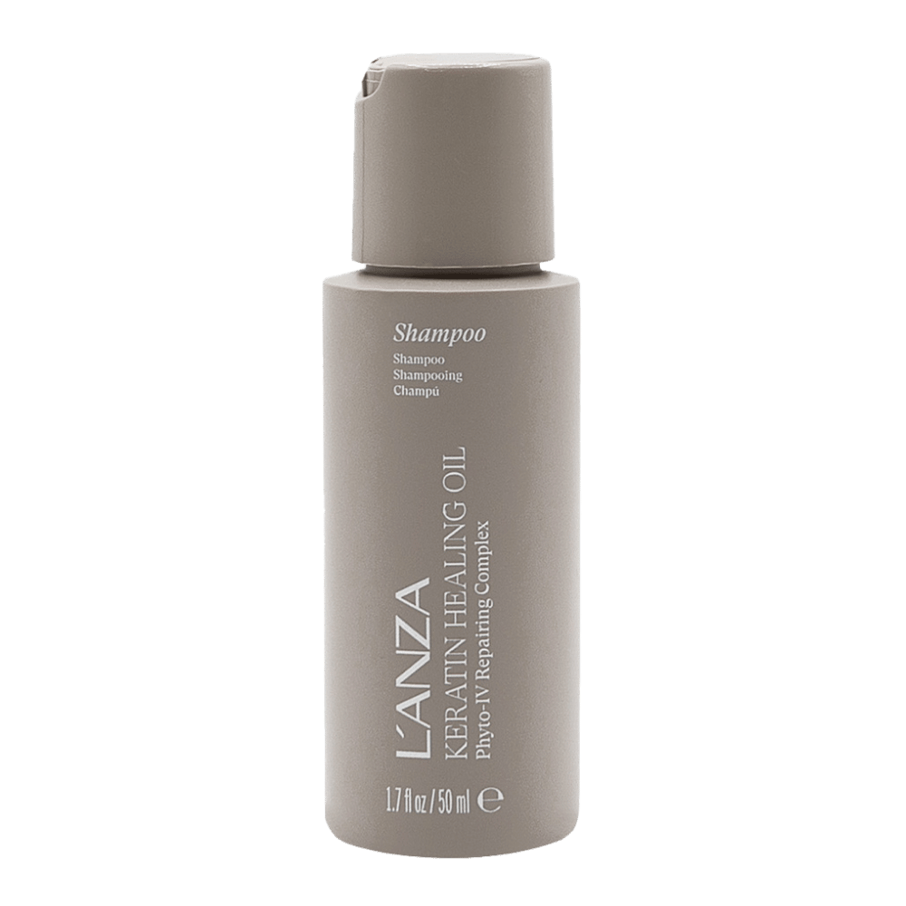 Lanza Keratin Healing Oil Shampoo 50 ml pflegt und repariert das Haar und sorgt für seidigen Glanz unterwegs