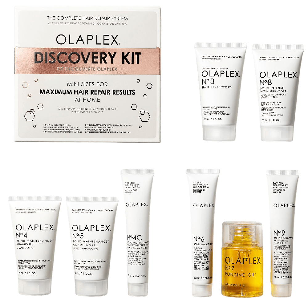 Olaplex Discovery Kit repariert und stärkt geschädigtes Haar. Ein Set mit zahlreichen Olaplex Artikel