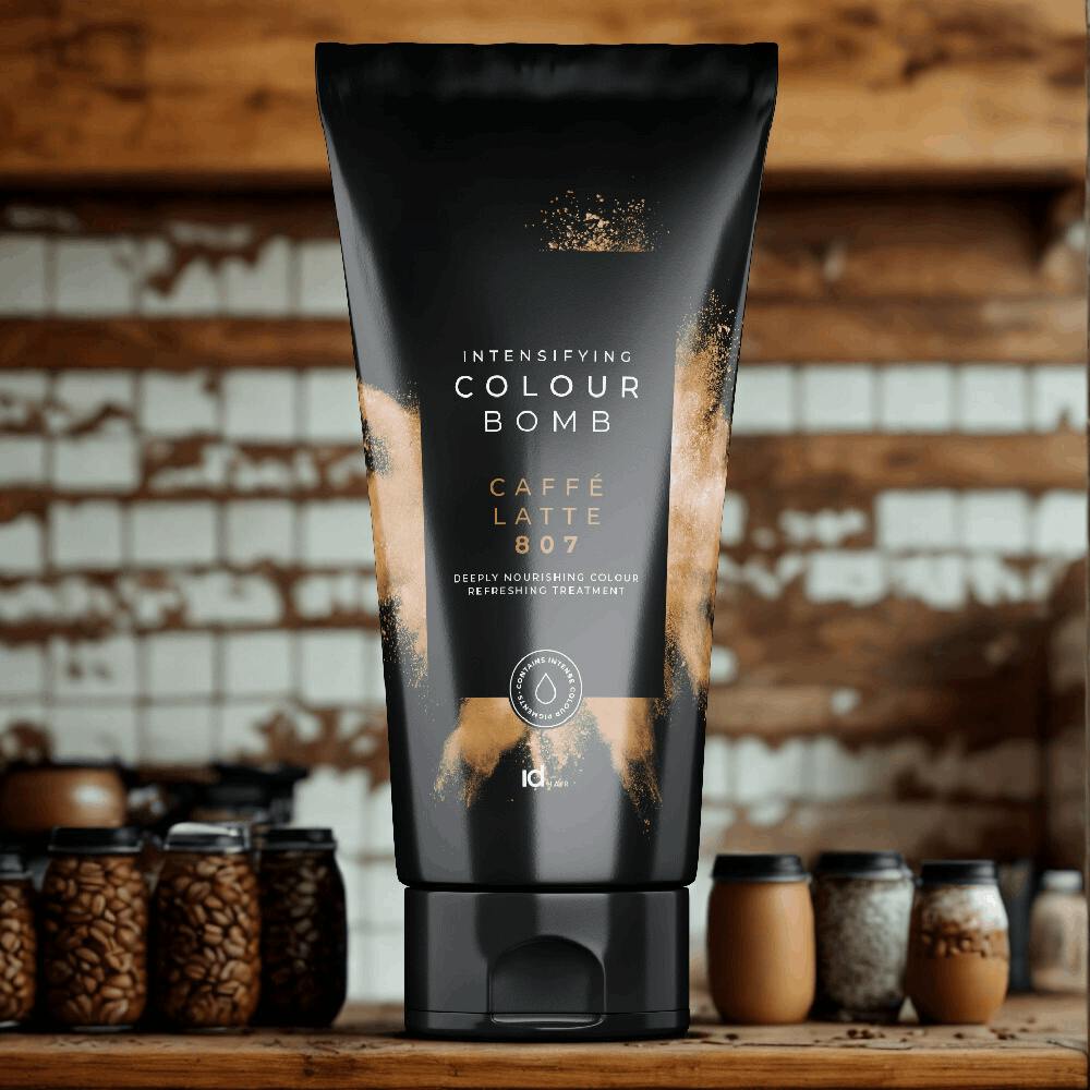 IdHAIR Colour Bomb Caffe Latte 807 als pflegende direktziehende Farbpflege zur Auffrischung warmer Braun- und Latte-Töne im Haar